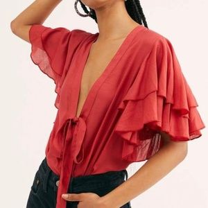 Free people red bodysuit